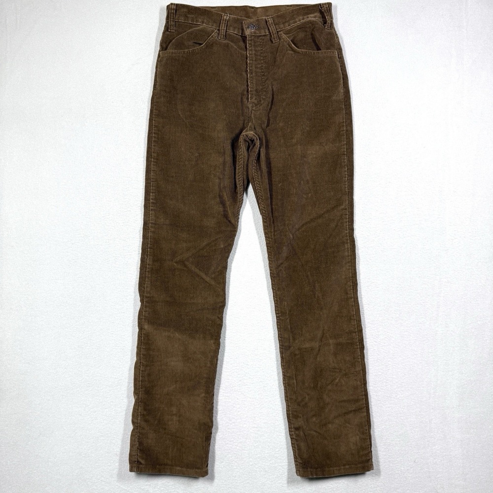 Vintage Levis Corduroy Pants Mens 33x32 Brown 80s Straight Talon Zip White Tab